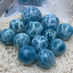 Lotes de piedras preciosas de bola de esfera de Larimar Natural de alta calidad Mezcla de piedras preciosas Larimar Deep Blue Dolphin Stone auténtico Larimar dominicano - Product Image 4