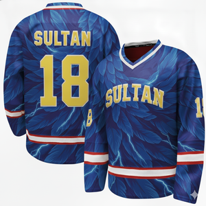 Servicio OEM al por Mayor, Personaliza Tu Diseño, Logotipo Impreso por Transferencia de Calor, Jersey de Hockey Unisex para Adultos de Spandex/Poliéster - Product Image 3