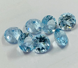 Topacio Azul Cielo Natural de Calidad AAA, Corte Radiante Redondo Facetado, 6x6 mm, Gema Suelta para Fabricación de Joyas, Venta al por Mayor - Product Image 3