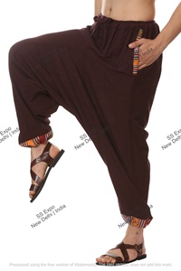 Pantalon de yoga écologique 100% coton pour hommes Taille libre Aladdin High Tribal Nepali Hippy Boho Style Loose Casual Canvas Lightweight - Product Image 5