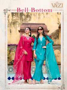 Conjunto de Kurti de 3 Piezas con Bordado Vaticano para Mujer, con Pantalones Acampanados y Dupatta - Ropa Étnica India para Fiestas de Maruti Fashion - Product Image 6