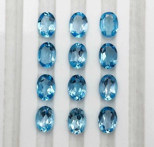 Piedras preciosas calibradas sueltas facetadas sin tratar de corte ovalado de Topacio Azul suizo Natural certificado IGI para la fabricación de colgantes de joyería 6x8mm - Product Image 5