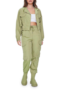 ชุดเสื้อแจ็คเก็ตและกางเกงเอวลอย2ชิ้นระบายอากาศได้ดีสุดหรูสำหรับผู้หญิงชุดวอร์มน้ำหนักเบากันลมสำหรับฤดูหนาว - Product Image 5