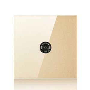 Panel de Interruptores LED Redondo de 86 mm, de Vidrio Templado Dorado, Estilo Enchufe de TV - Product Image 1