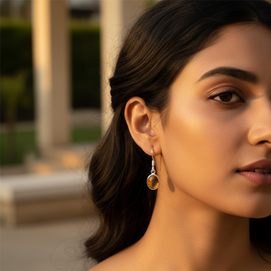 Boucles d'oreilles vintage en argent sterling 925, motif floral émeraude taille poire, tendance or rose, bijoux en pierres précieuses pour le quotidien et les fiançailles - Product Image 3