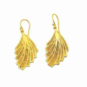 Vente en gros 2024 Nouveau design en laiton plaqué or 18 carats pour femmes Boucles d'oreilles pendantes en forme de plume de feuille Bijoux d'oreille fantaisie - Product Image 6