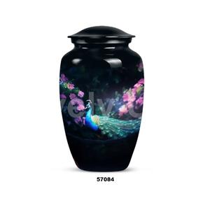 Aluminium <b>Peacock</b> Theme Cremation Adult Urn for Human Ashes Decorative Large Urn With Free Velvet <b>Bag</b> - Product Image 3