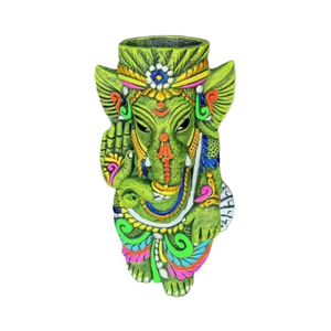 Vase de table et idole décorative en argile Art Déco artisanale représentant le Seigneur Ganesha (design vertical) - Product Image 1