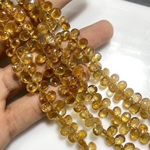 Fanta Tourmaline facettes en forme de poire Briolette perles perles de pierres précieuses jaunes pour la fabrication de bijoux prix de gros - Product Image 4