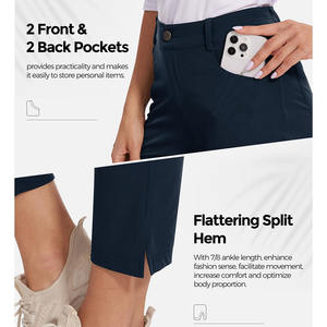 Pantalon de golf classique d'été OEM personnalisé à taille élastique pour femmes pantalon de golf populaire de couleur unie en tissu avec poches cachées - Product Image 5