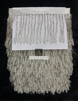 Dentelle à franges en perles de verre transparentes de qualité supérieure avec cristaux suspendus pour la décoration de sari, de chemisier, de dupatta, de lehenga et de vêtements