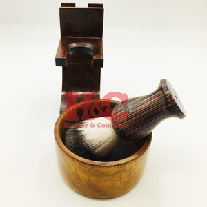 New Barber Hair Cutting <b>Shaving</b> Brush Wood Handle Stand Barber Wooden <b>Shaving</b> Set with Bowl Brush <b>shaving</b> <b>Kit</b> Stand - Product Image 4