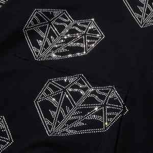 Black Men <b>Rhinestone</b> Hoodie Street wear Crystal Hood & Sleeves Oversize Custom Logo Winter Season Hi Visibility <b>Hoodies</b> For Men - Product Image 4