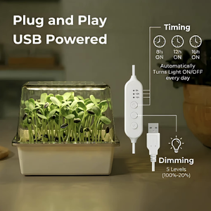 Kit <span class=keywords><strong>de</strong></span> Microvegetales con Lámpara LED Ajustable <span class=keywords><strong>de</strong></span> 8W, Caja <span class=keywords><strong>de</strong></span> Germinación con Autorriego, DC5V, para Cultivo en Interiores, con Certificación CE y RoHS - Product Image 2