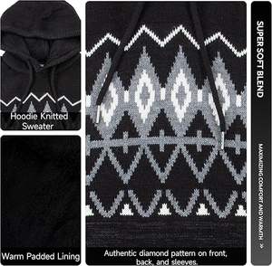 2024 Autumn Winter Breathable <b>Men</b> Knitted <b>Hooded</b> Sweaters Long Sleeve Solid Color Pullovers Fashion Male Warm <b>Knitwear</b> Casual - Product Image 2