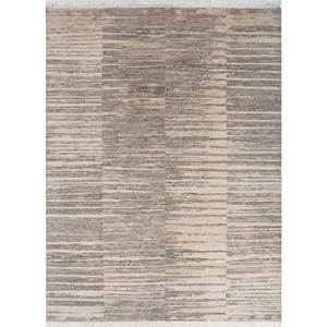 Alfombra Afgana de Lana Anudada a Mano, Color Gris Entropía y Negro, Estilo Boho, Modelo ENM-8041, Rectangular a Rayas, para Sala de Estar, Pasillo o Recibidor - Product Image 1