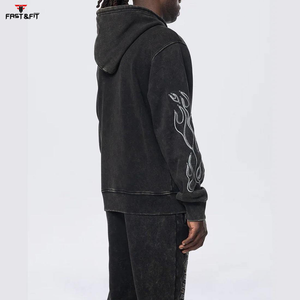 Nouveauté 2025 Sweat à capuche d'hiver personnalisé avec strass pour homme 100% coton polaire délavé thermique Vente en gros Service OEM - Product Image 3