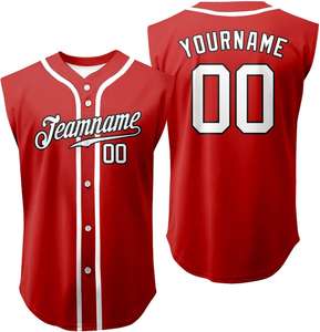 Chaleco de Jersey de béisbol sólido sin mangas de diseño personalizado con botón completo ropa de softball personalizada con nombre y número - Product Image 2