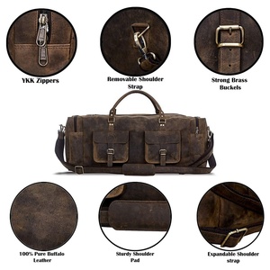 Holiday Vacation Duffel Genuine <b>Leather</b> Large Capacity Duffel <b>Bag</b> Sports Travel Weekend Luggage <b>Bag</b> for <b>Men</b> Best Gift - Product Image 5