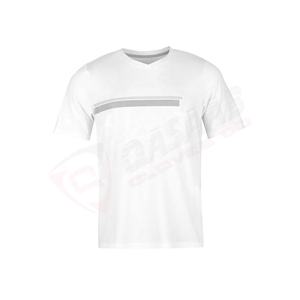 T-shirts de sport respirants en coton à col en V pour hommes, personnalisables avec logo, en polyester, à manches courtes, coupe ajustée, pour l'été - Product Image 5