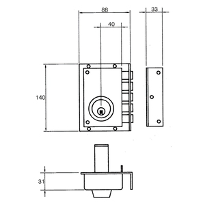 Cerradura Jis Seguridad 5240 11x7 Derecha Pintada - Product Image 2
