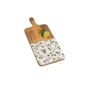 Planche à découper ovale en bois classique fleurs en demi-émail pour la cuisine coupe de légumes planches à découper en bois plateau de service