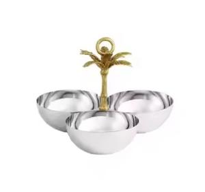 Cuenco para servir de Granada plateada y dorada de alta calidad, cuenco para servir de Metal, cuenco decorativo de Metal para centro de mesa de boda - Product Image 3