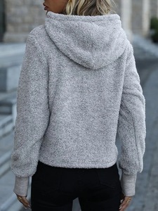 2025 Fairarily Otoño Invierno mujer sólido felpa Sudadera con capucha manga larga cálida sudadera impresa Casual suelta Tops - Product Image 3