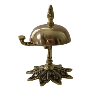 High Quality Embossed Design Nautical Brass <b>Desk</b> Bell Modern Polished Metal Crafts Table Call for Home Office Reception - Product Image 4