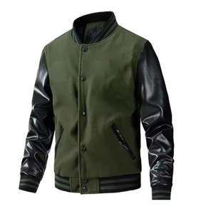Winter Custom Streetwear Leather Sleeve <b>Jacket</b> Plus Size <b>Men</b> Baseball Bomber Varsity <b>Jackets</b> - Product Image 3
