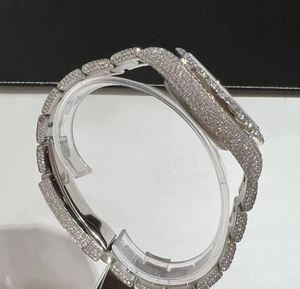 Luxury White Diamond Watch for Men Modern Elegant Iced Out Mechanical Wristwatch - Product Image 5