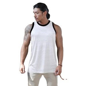 Débardeur surdimensionné noir délavé à l'acide personnalisé pour hommes 95% coton 5% débardeur ras-du-cou en spandex sérigraphie - Product Image 4