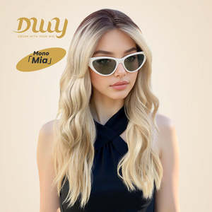 Mia-DWY Long Curly Synthetic <b>Wig</b> Transparent Lace Front Free Part Rooted Blonde Color - Product Image 2