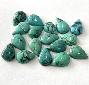 Cabujón de pera turquesa tibetana natural 4x6mm Calidad superior-Pera turquesa tibetana suelta - Product Image 4
