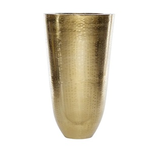 Unique Waves Design Cast Aluminum Flower Vase with Natural Brass Finishing Floor and Table Decorative Flower Vase - Product Image 4