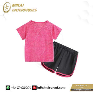 Ropa de entrenamiento Conjuntos deportivos Niños 2 piezas Conjunto de Yoga de verano Chándales Traje de correr Trajes Ropa deportiva Camiseta de manga corta Conjunto de pantalones cortos - Product Image 5