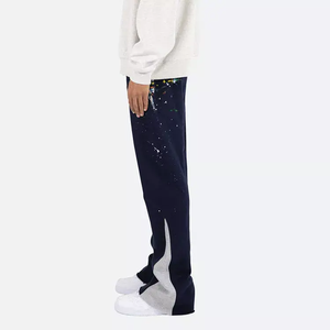 Pantalones de chándal acampanados de algodón pesado para hombre, conjunto ajustado personalizado, panel lateral lavado ácido, ropa de calle de alta calidad para invierno - Product Image 3