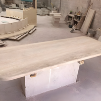 Table à manger moderne de luxe en travertin, tables d'appoint en pierre naturelle douce, console, décoration intérieure