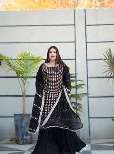 ชุดเดรสปักลายพื้นเมืองสำหรับผู้หญิงจากปากีสถานชุดเดรสปักลายผ้าจอร์เจียอินเดียสำหรับงานแต่งงานและนอกสถานที่ - Product Image 4