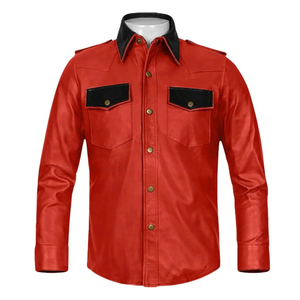 Chemises en cuir pour hommes, nouveau design tendance, style streetwear, manches longues, vente en gros personnalisée de chemises en cuir pour hommes - Product Image 3