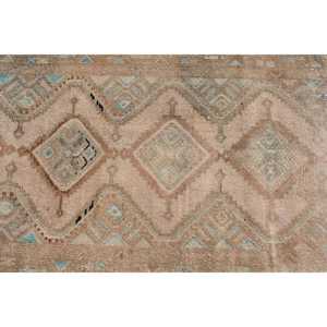 Alfombra Turca de 3x9.7 pies, Alfombra de Lana Ikat Marrón Vintage - Product Image 4