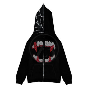 100% sudaderas con capucha de invierno de algodón para hombre diseño personalizado al por mayor diamantes de imitación patrón sólido calle Casual cuello con capucha hecho Pakistán - Product Image 2