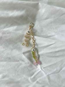 Porte-clés girafe en perles fait main, breloque pour sac animal de safari - Product Image 5