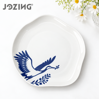 Assiette de table en céramique blanche mouchetée Jozing, plat de service à bord ondulé, stock en liquidation, prix de gros imbattables, porcelaine
