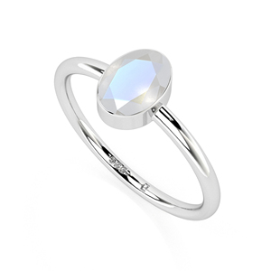 Anillo minimalista de diseñador de Plata de Ley 925, ajuste de bisel de piedra lunar arcoíris Natural, joyería fina hecha a mano para mujer apilable - Product Image 3