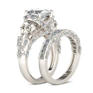 Jeulia Gold Plated Princess Cut <b>Skull</b> <b>Ring</b>-Fashion Anniversary <b>Ring</b> - Product Image 1