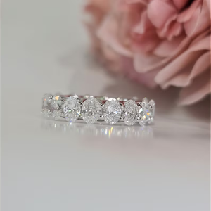 แหวนแต่งงานเพชรทรงรี 4.50 กะรัต เพชรเลี้ยงในห้องปฏิบัติการ ความใส VS สี EF ตัวเรือนทอง 14K ชุบโรเดียม สำหรับผู้หญิง ดีไซน์ทันสมัย - Product Image 1