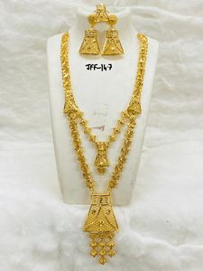 Ensemble de bijoux de mode plaqué or 24 carats de Dubaï, collier, boucles d'oreilles, bracelets, peignes, broches, en cuivre, pour la Turquie, les États-Unis - Product Image 3