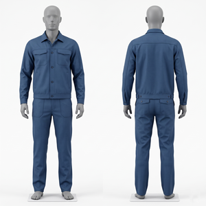 Premium Men Workwear Uniform 245 GSM Poly Cotton Twill White Reflective Chest <b>Back</b> Panel Custom Embroidery Woven Print Logo - Product Image 4