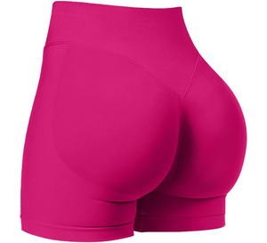 Women's <b>High</b> Elastic Yoga <b>Shorts</b> Summer Solid Pattern V-<b>Shaped</b> <b>Waist</b> Gym <b>Shorts</b> Butt Lifting Feature 100% Polyester Seamless - Product Image 3